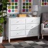 Baxton Studio Naomi and Transitional White Finished Wood 6-Drawer Bedroom Dresser 168-10823